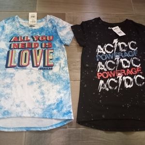 Size 6 Beatles and AC DC shirts lot new with tags